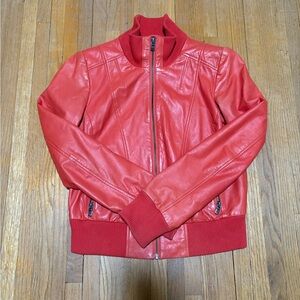 Danier Orange Genuine Leather Jacket.